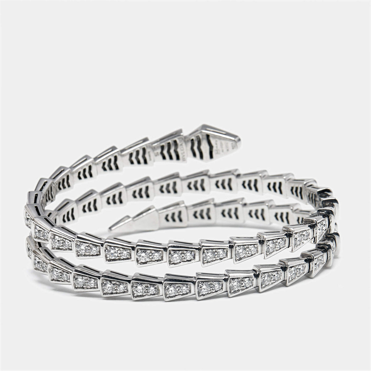 Bvlgari Serpenti Viper Diamond 18k White Gold Bracelets S Multi Wrap
