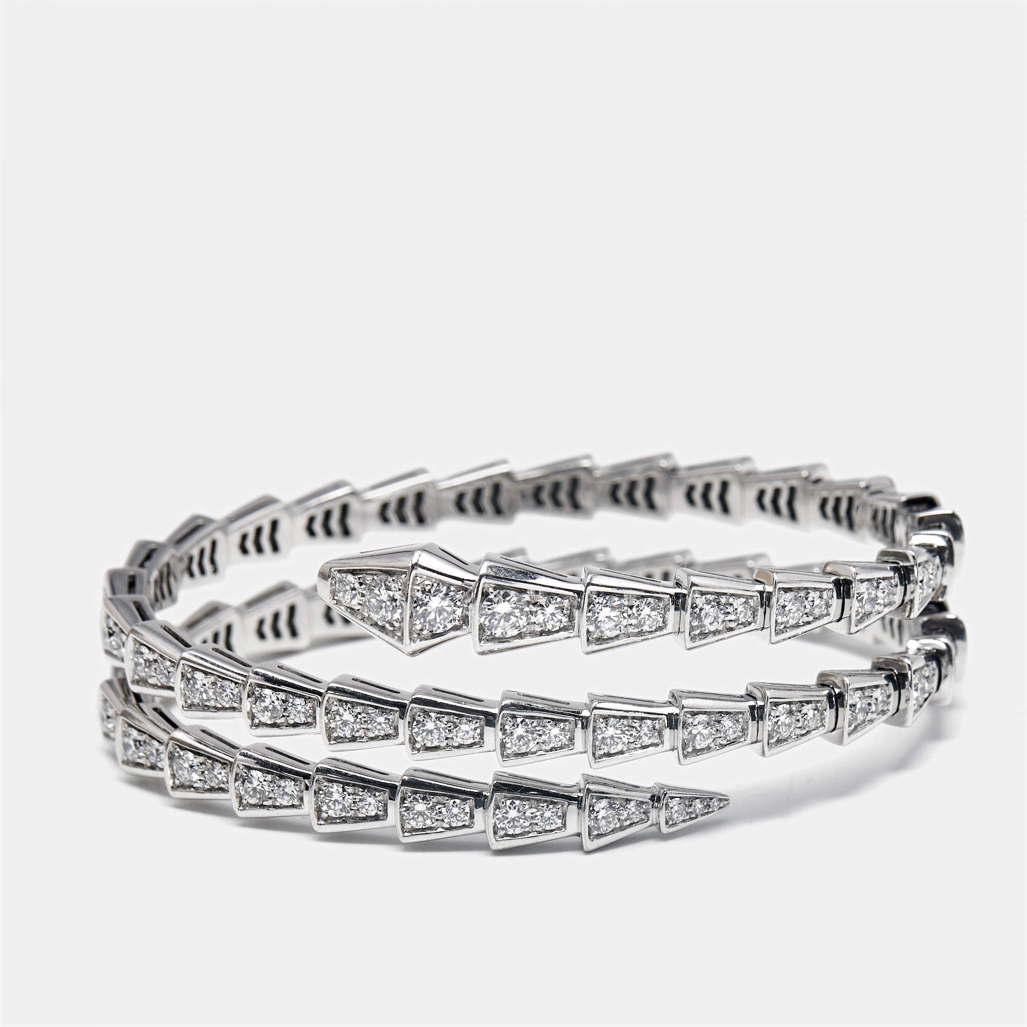 Bvlgari Serpenti Viper Diamond 18k White Gold Bracelets S Multi Wrap