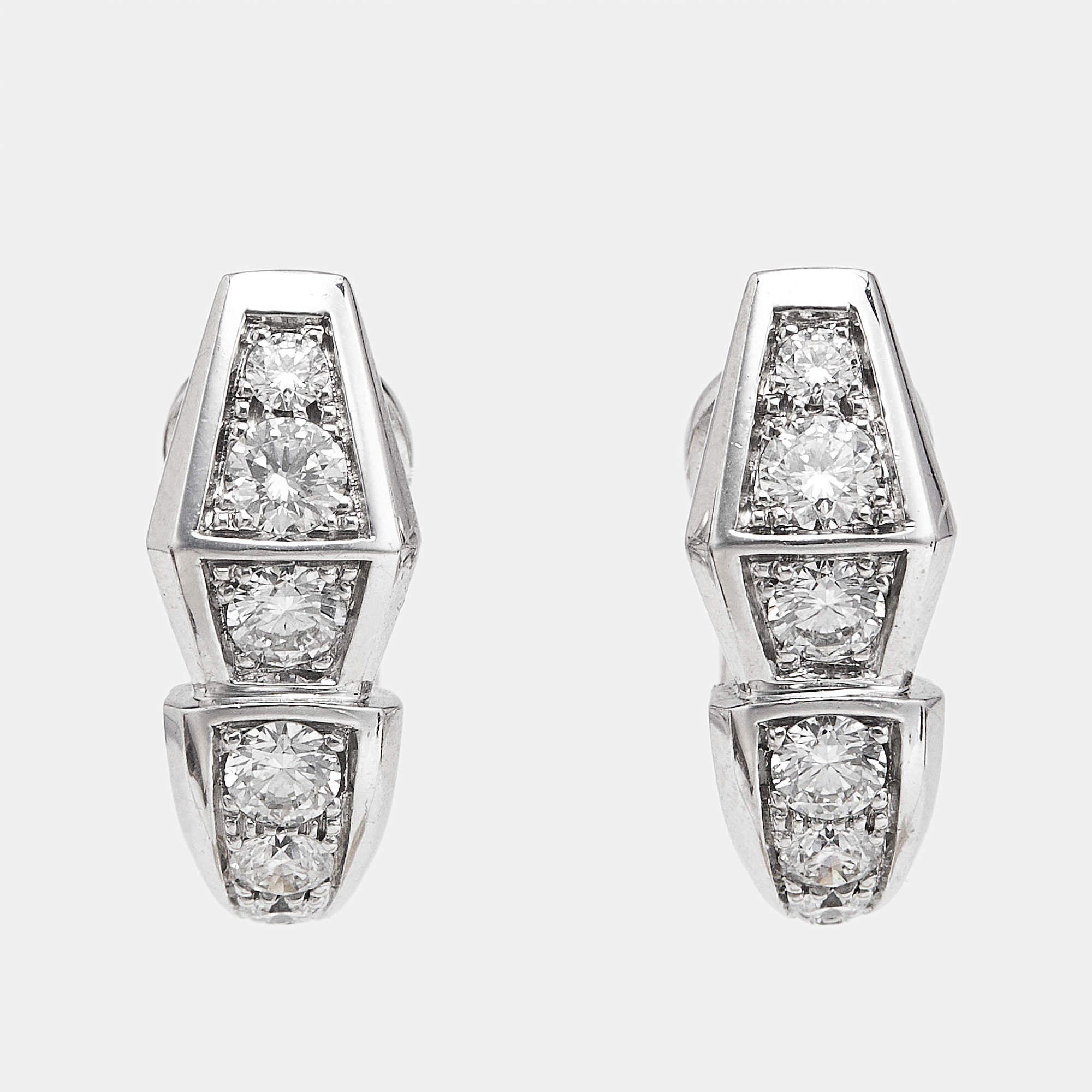 Bvlgari Serpenti Viper Diamond 18k White Gold Earrings