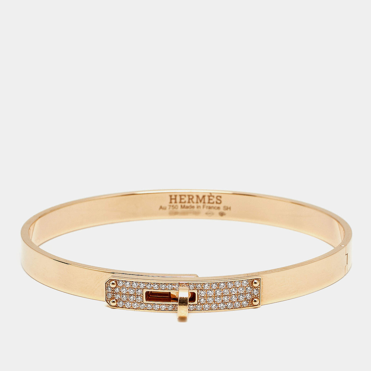 Hermes Kelly Diamonds 18k Rose Gold Small Bracelet