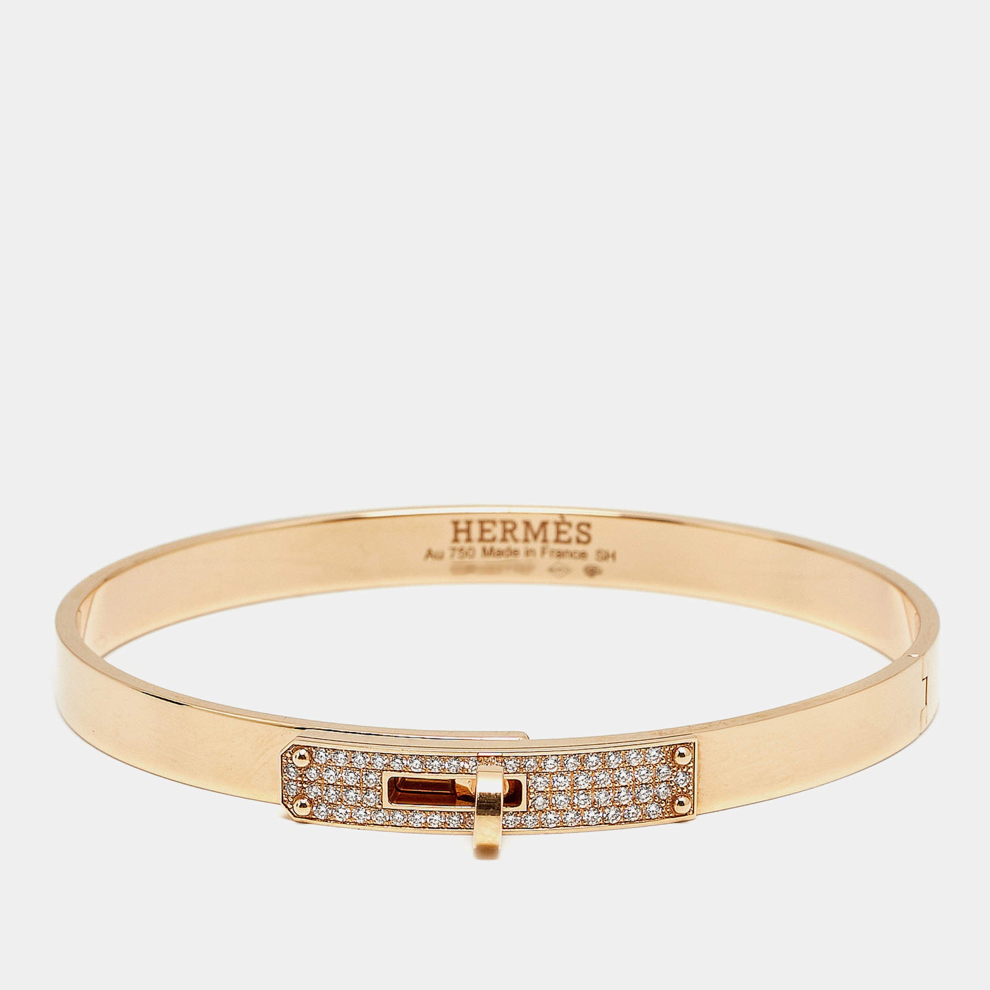Hermes Kelly Diamonds 18k Rose Gold Small Bracelet