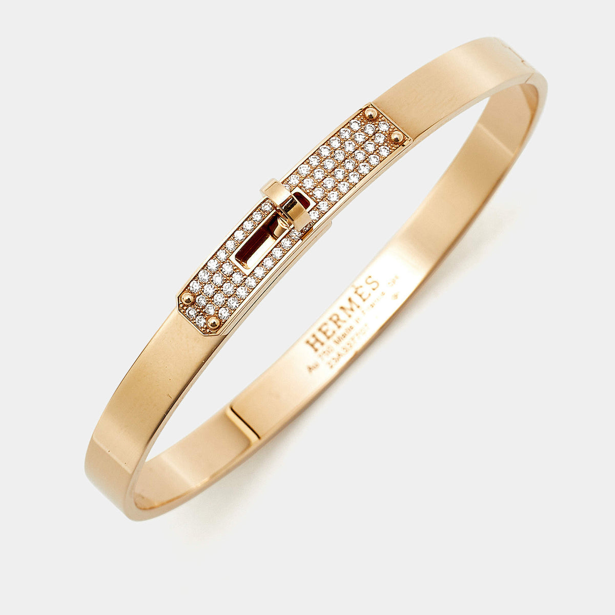 Hermes Kelly Diamonds 18k Rose Gold Small Bracelet