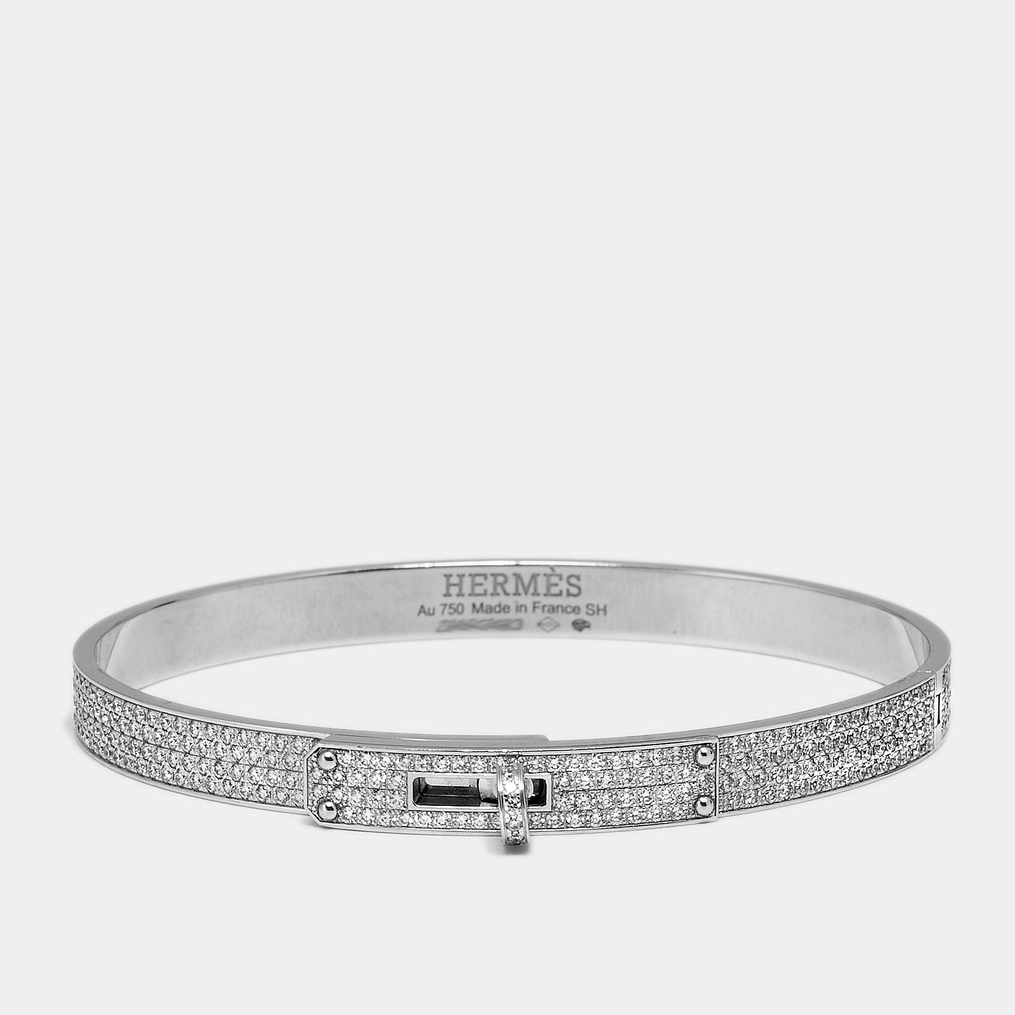 Hermès H d'Ancre Diamond 18K Rose Gold Small Model Bracelet