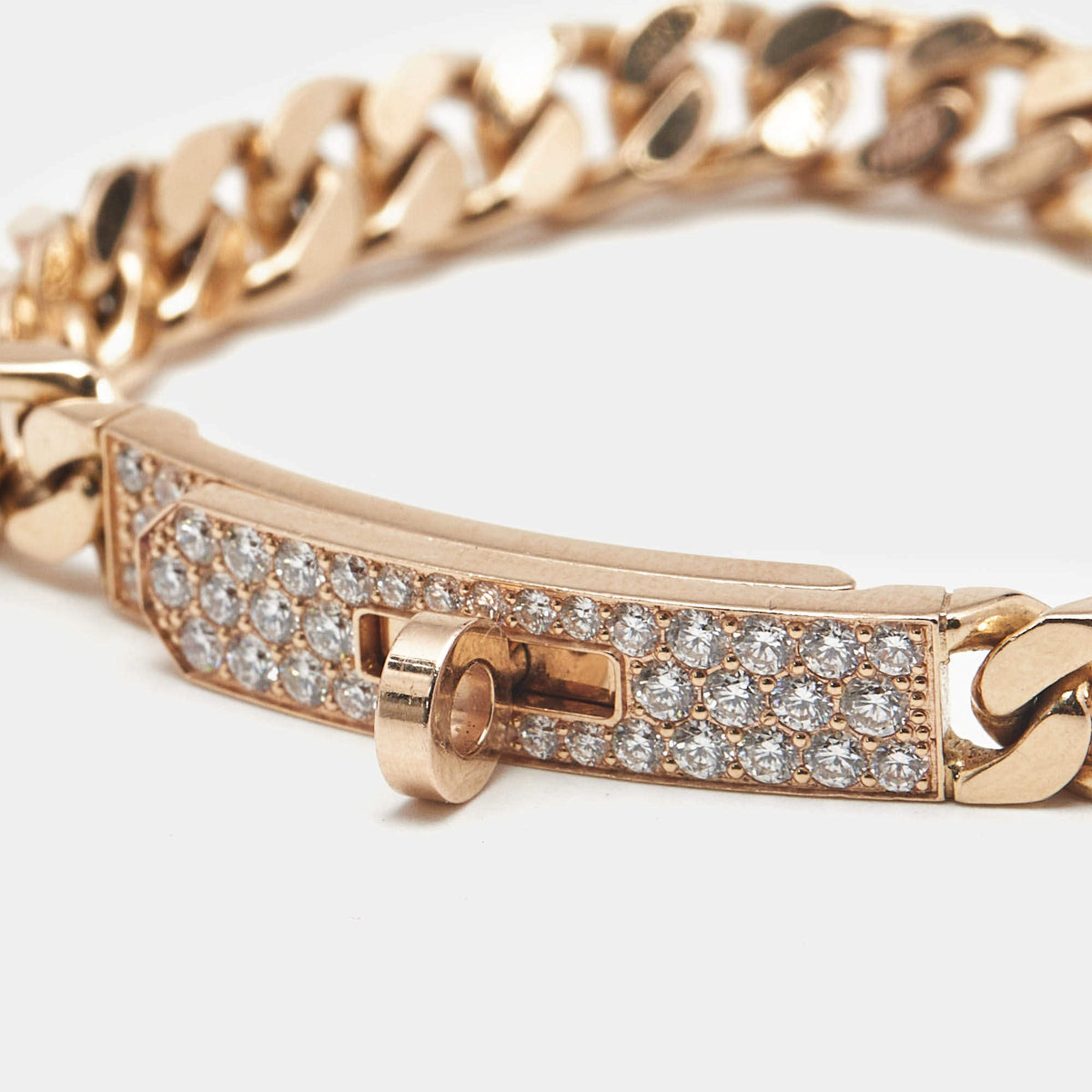 Hermès Kelly Diamond 18k Rose Gold Very Small Model Bracelet SH