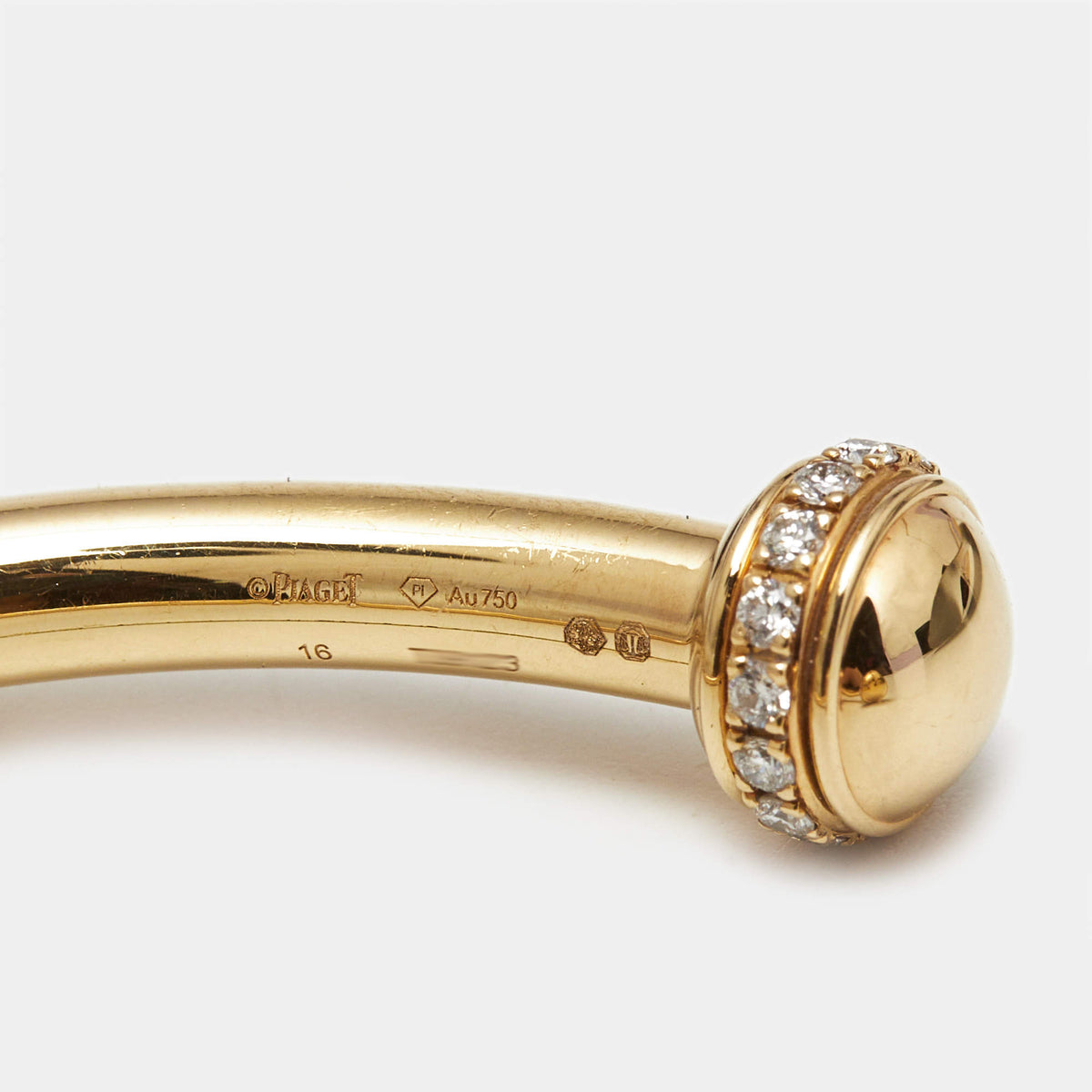 Piaget Possession Diamonds 18k Yellow Gold Open Cuff Bracelet 16